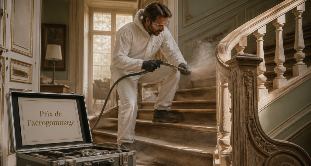 prix aerogommage au m2 sur escalier bois artisan