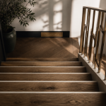 Treppenstufen escalier bois massif vue plongeante