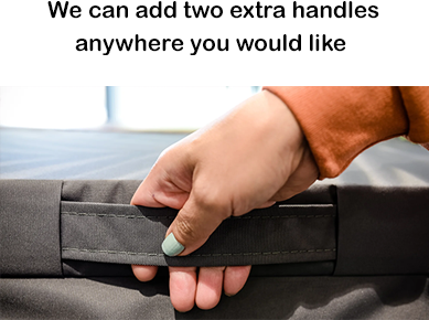 Informational image showing the option to add two extra heavy-duty handles anywhere on a spa cover for added convenience.