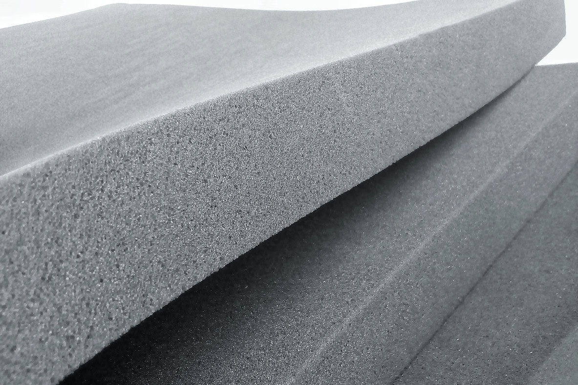 Close-up of high-density foam insulation, used as a core material for energy-efficient hot tub covers.