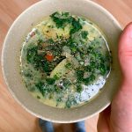 a bowl of stinging nettle soup.