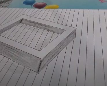 How to draw a 3D floating frame – 3D Trick Art on paper Easy  Step by step