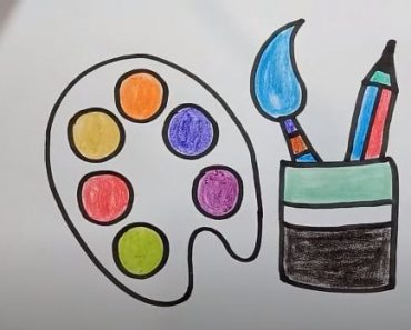How To Draw An Art Palette and Paint Brushes