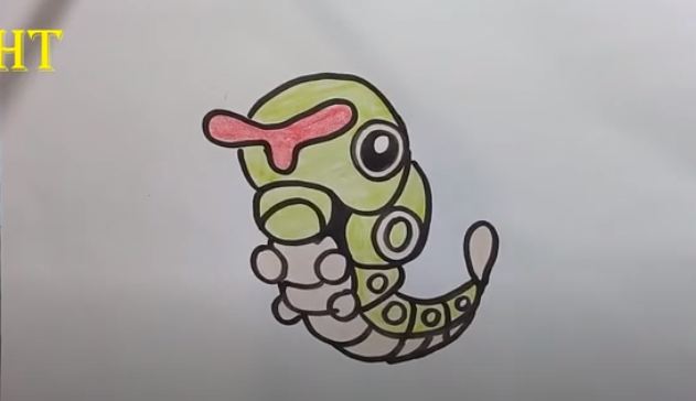 How To Draw Caterpie From Pokemon Easy Step By Step