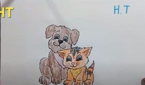 How to Draw Dog and Cat Cute