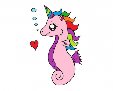 How to draw a Cute seahorse step by step || Easy drawing seahorse for kids and beginners