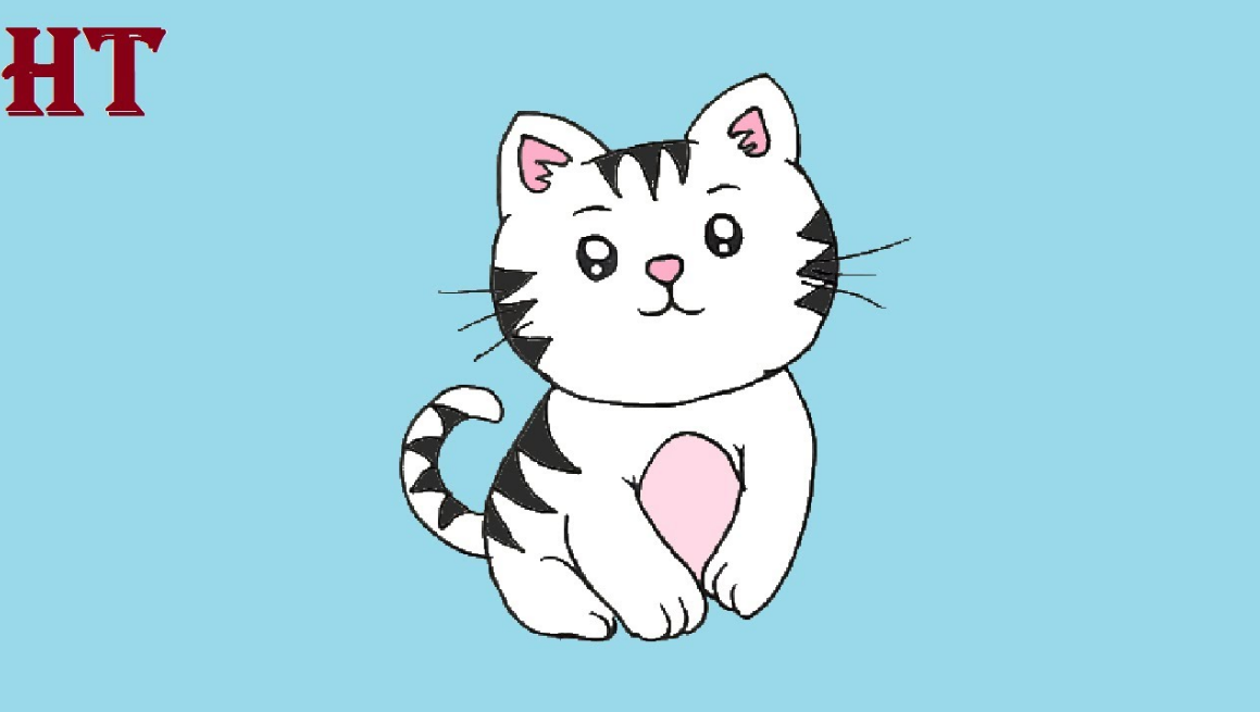 How to draw a cat cute step by step