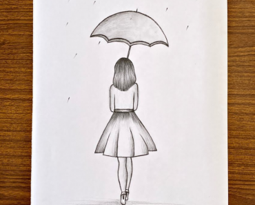 How to draw a girl holding umbrella step by step