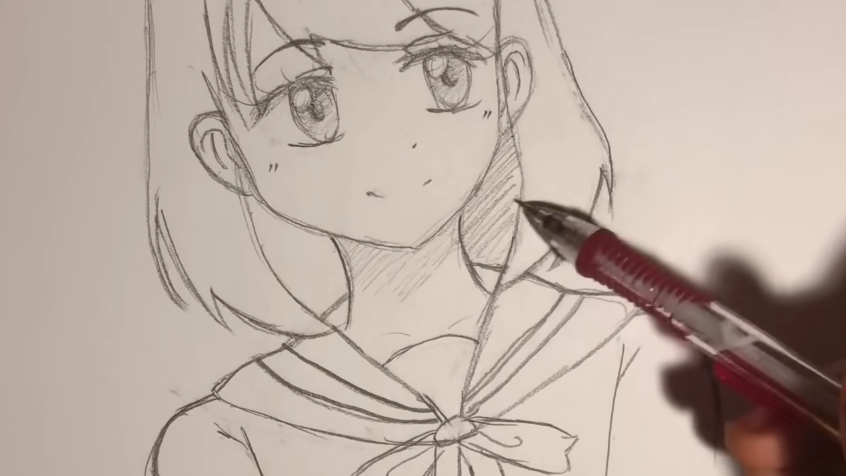 How to draw anime School girl step by step