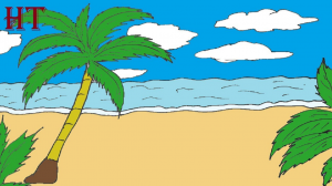 How to draw a beach scene step by step