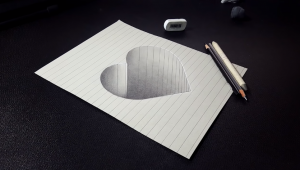 How to Draw a 3D Hole Heart Shape 