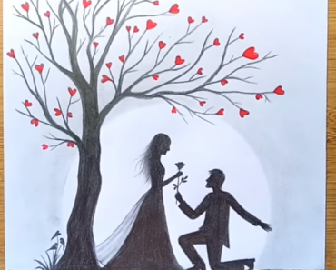 How to draw Romantic couple under love tree step by step | Romantic Propose Scenery – Pencil Sketch