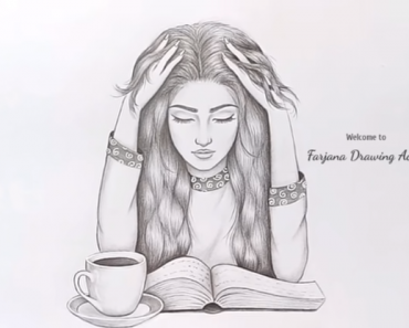 How to draw a girl Reading A Book step by step | Easy drawing Girl Sketch pencil