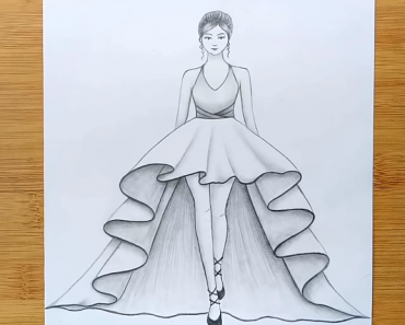 How to draw a girl with beautiful dress step by step | Easy drawing girl beautiful