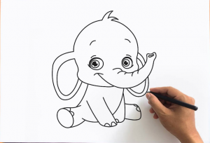 How to draw cute baby elephant step by step 