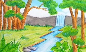 Nature scenery drawing easy