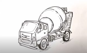How To Draw A Cement Truck step by step