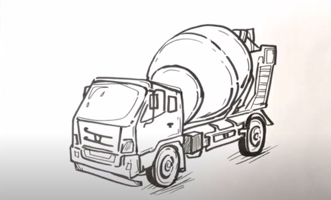 How To Draw A Cement Truck step by step