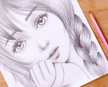 How To Draw Cute Girl Face step by  – Easy drawing a girl with a pencil