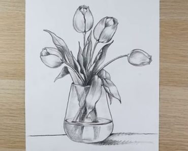 How to Draw Flowers Vase step by step – Easy drawing flowers vase