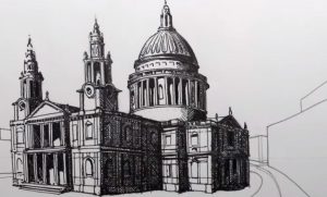 How to draw Cathedral step by step