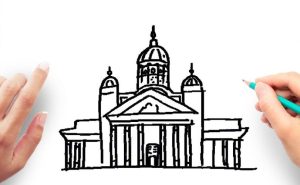 How to draw Cathedral step by step