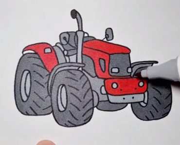 How to draw a tractor step by step