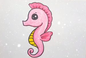 How to Draw a Cartoon Seahorse step by step