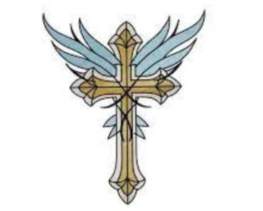 How to Draw a Cross with Angel Wings step by step