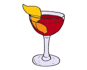 How to Draw a Cocktail Glass step by step