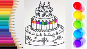 How to Draw a Birthday cake step by step