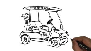 How to draw a golf cart step by step