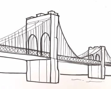How to Draw Brooklyn Bridge step by step
