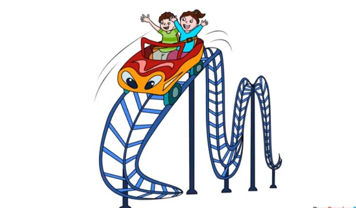 How to Draw a Roller Coaster step by step