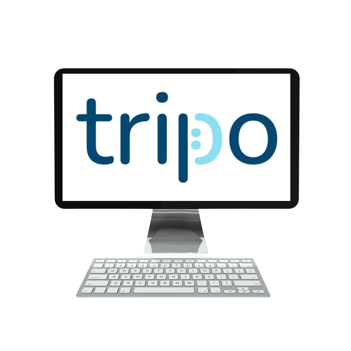 Innovativt logo til Tripo på computerskærm, digitalt design, teknologi, branding og branding.