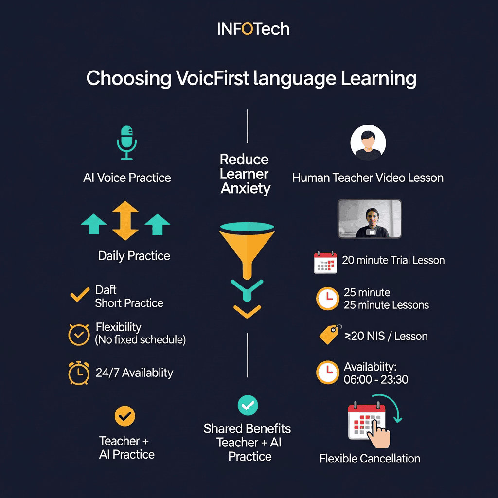 שיקולי למידת שפה עם VoicFirst והטבות משותפות.