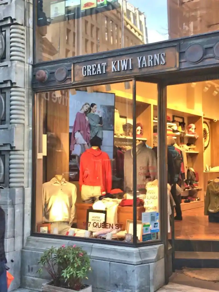 65" retail advertising screen - Great Kiwi Yarns, NZ