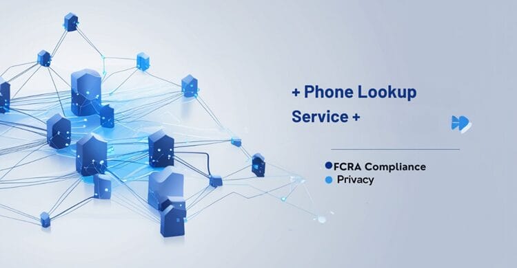 Digital network visualization showing phone lookup service data connections