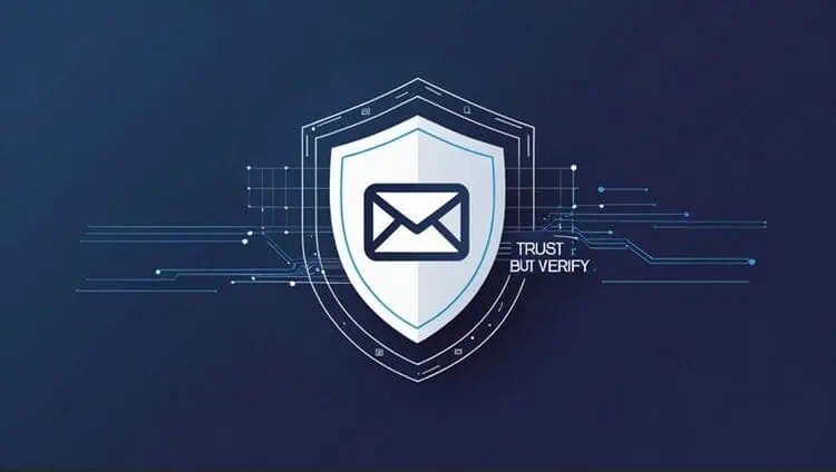Digital security shield protecting email icon, representing online verification safety