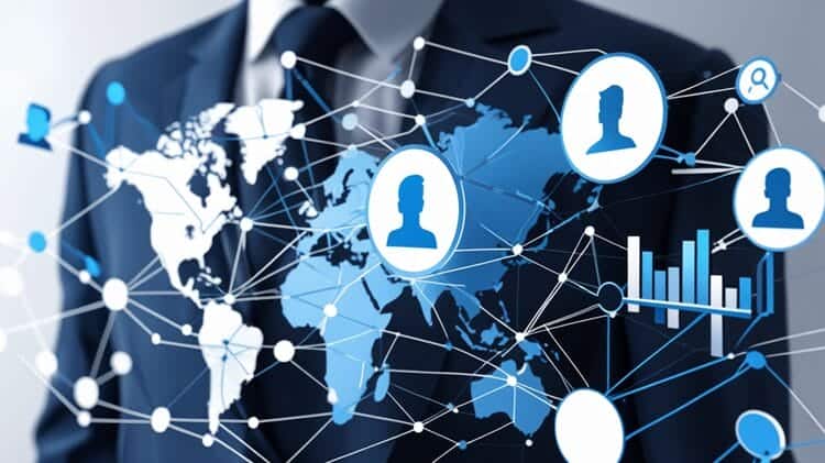 Digital network visualization showing modern people search concepts and interconnected data points