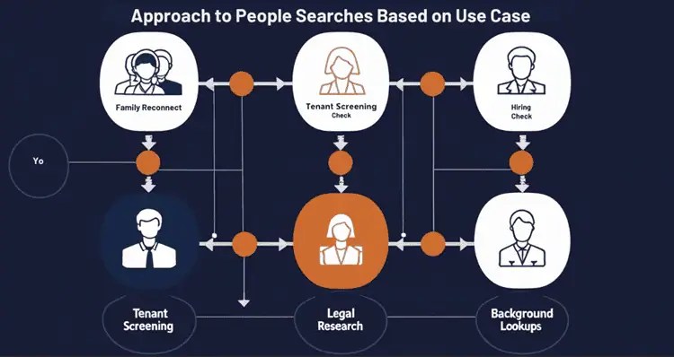 Flow chart showing different approaches to people searches based on use case