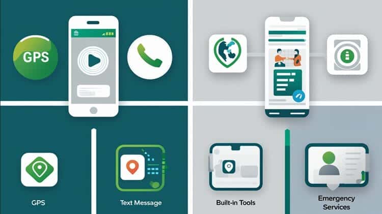 Four legitimate methods for tracking phone location illustrated with icons