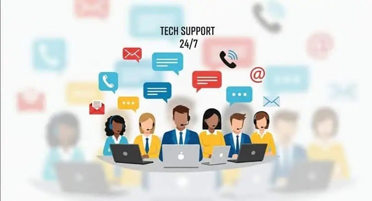Professional customer support representation with mSpy branding and support icons