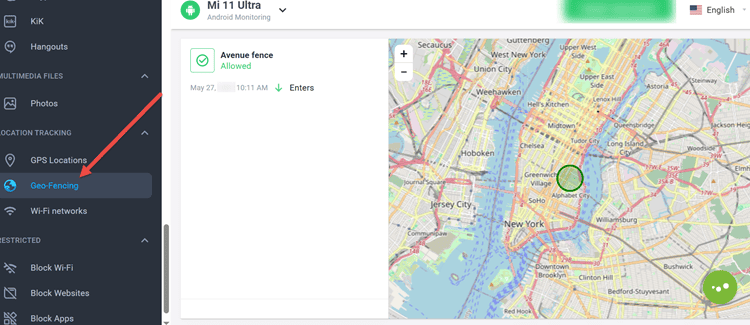 mSpy's Geo-Fencing Alerts