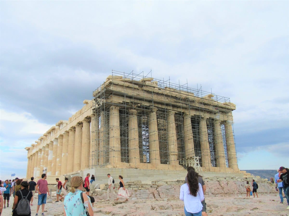The Parthenon atop the Acropolis.