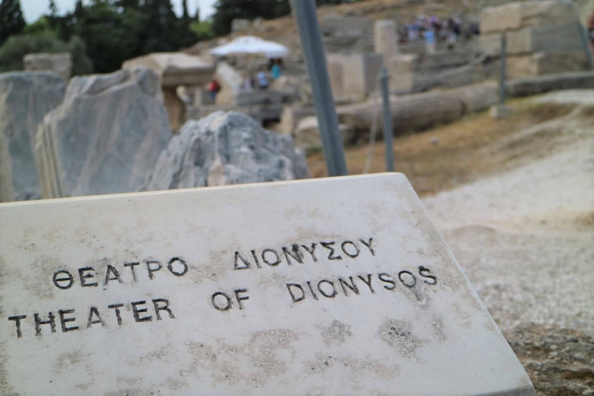 Sign for "Theater of Dionysos".