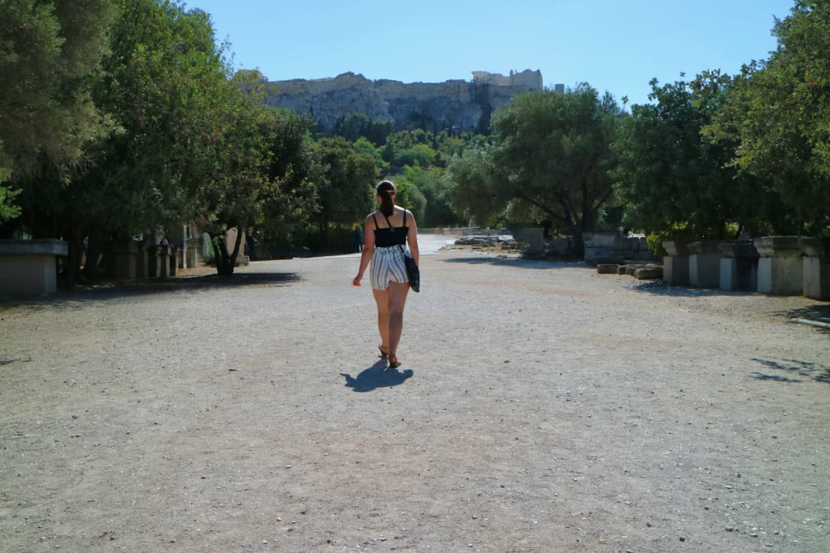 Sophie walking down Panathenaic Way.