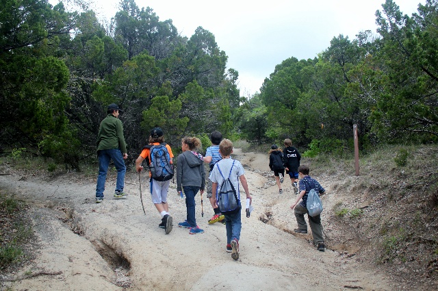 Hiked up the rocky trail on our hiking at Cleburne State Park, Texas.