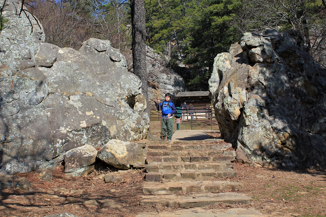 Hiking trail at Robbers Cave State Park - welcome rocks