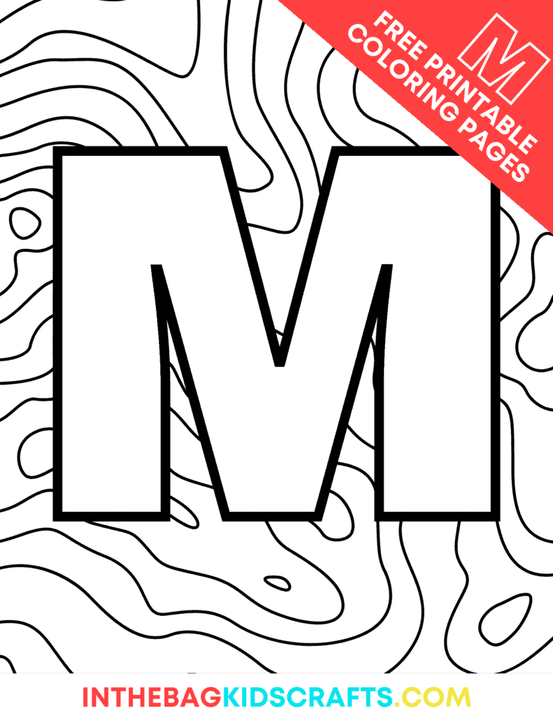 printable letter M coloring page for kids 